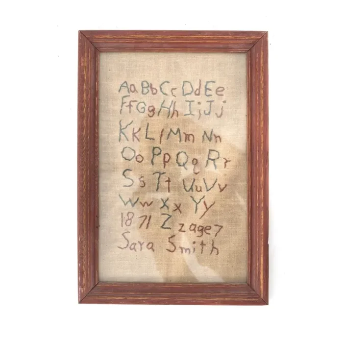 0039 (A+D) Wood Framed Alphabet Embroidery