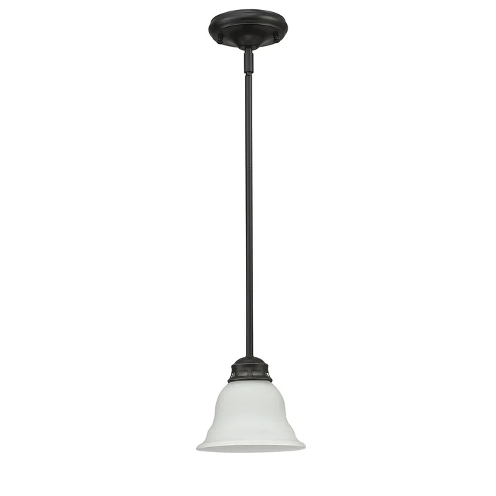 1-Light Kitchen Island/Mini Pendant with White Glass Shade and Matte Black finish