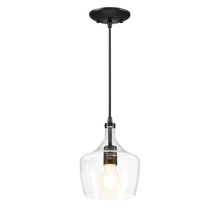 1-Light Kitchen Island Teardrop Clear Glass Pendant（1 or 3-pack can be chosen)