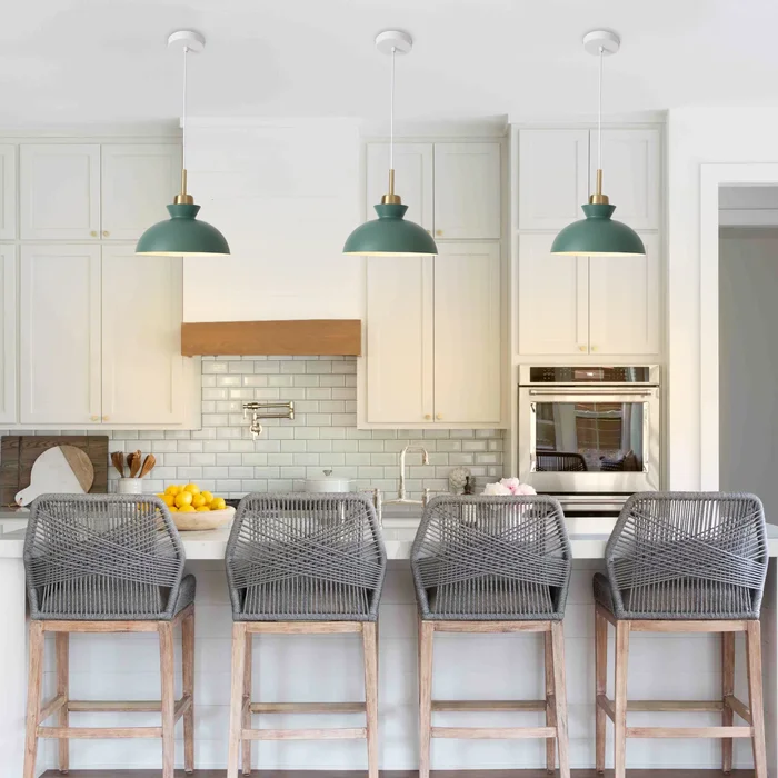 1-Light Modern Classic Semi Flush Mount Chandelier, Farmhouse Dome Pendant Light for Kitchen Island Dining Room