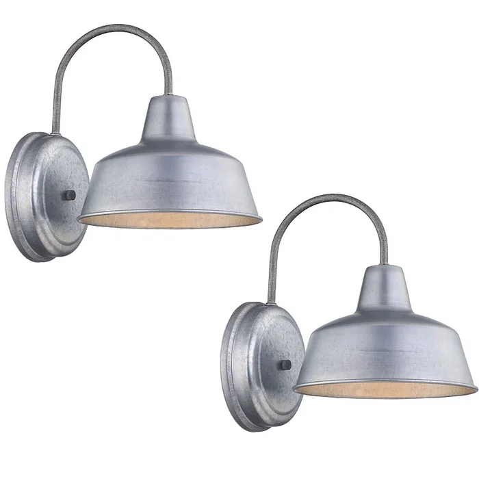 1-Light Outdoor Barn Light With Galvanized finish 2 Pack – 10.54″x12.69″x13″
