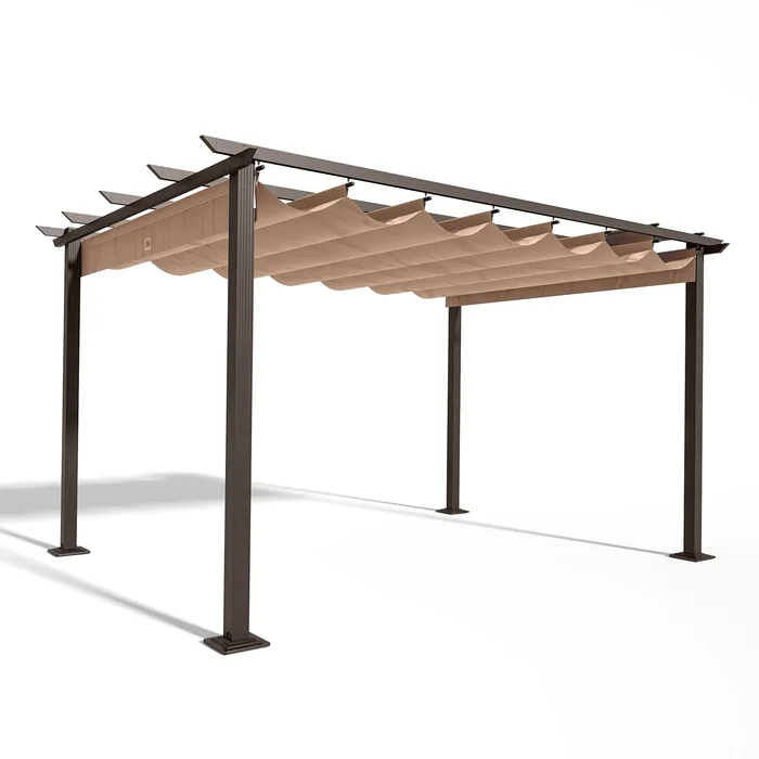 10 ft. x 13 ft. Aluminum Outdoor Pergola with Retractable Shade Canopy