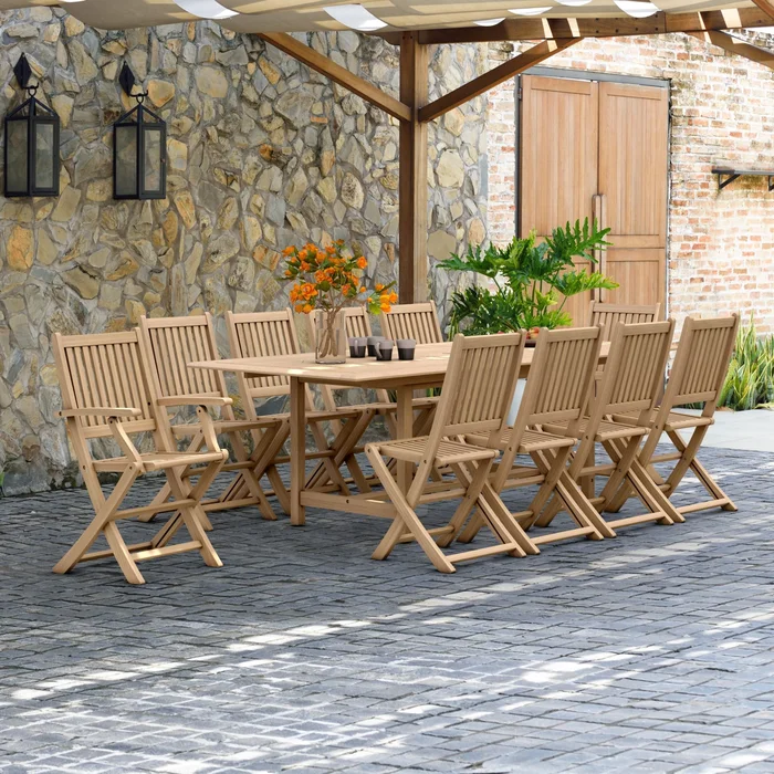 11-piece Teak Dining Set with Armchairs – 11 Piece