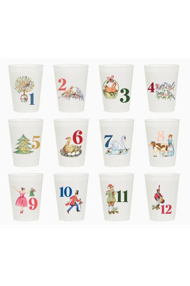 12 DAYS OF CHRISTMAS FROSTED CUPS(12PK)