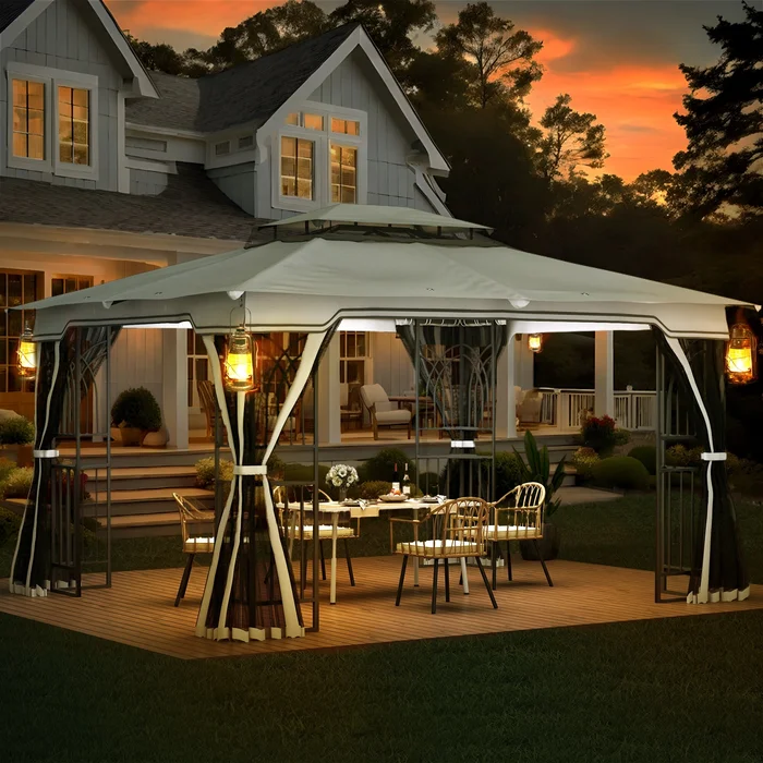 12 Ft. W x 10 Ft. D Outdoor Metal Patio Gazebo Canopy