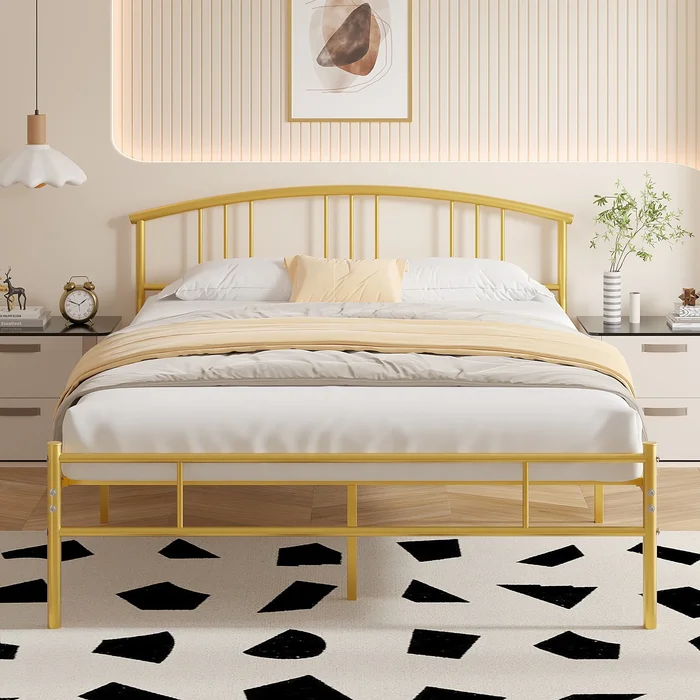 14 Inch Bed Frames Metal Platform Bed with Spindle Headboard Footboard/Mattress Foundation/No Box Spring Needed