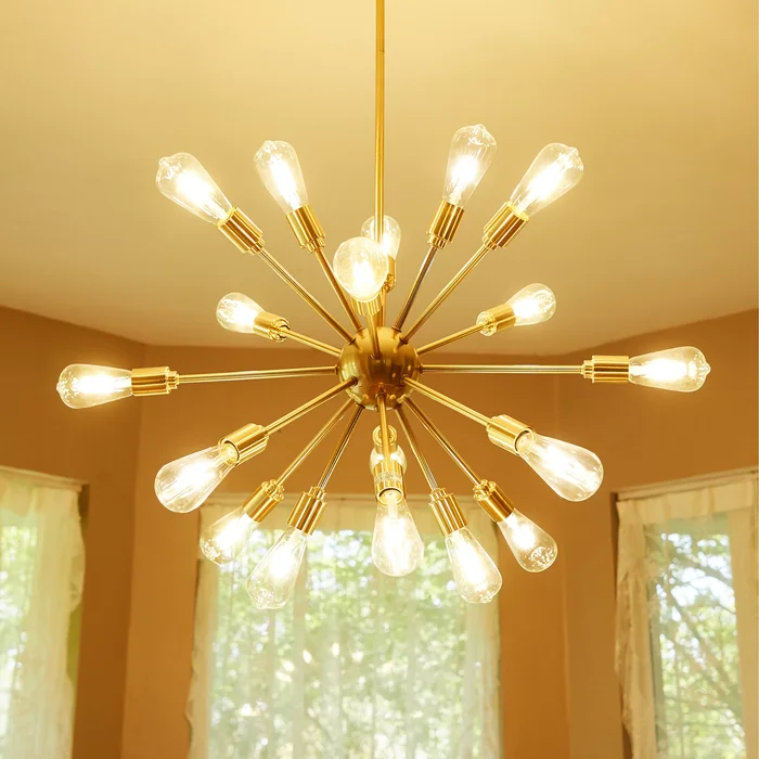 18-Light Chrome Metal Sputnik Chandelier
