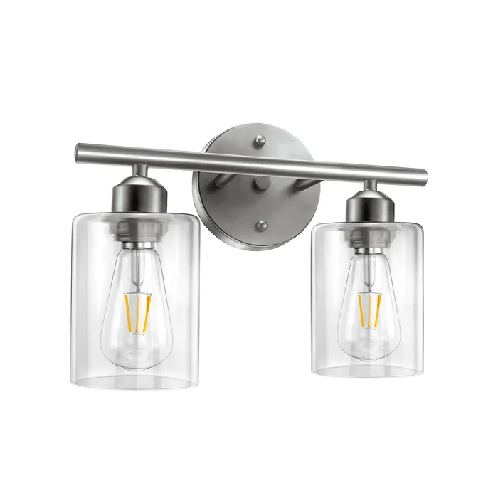 2-Light Dimmable Bathroom Vanity Light With Glass Shade