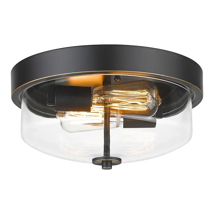 2-light Flush Mount Ceiling Lights with Clear Glass Shade