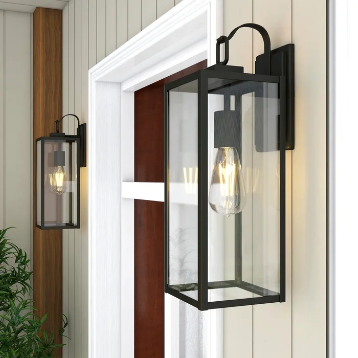 2 Pack 1-Light Outdoor Matte Black Wall Sconce