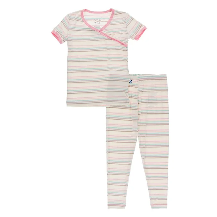 2 Piece Kimono Pajama (Short Sleeve) – Cupcake Stripe
