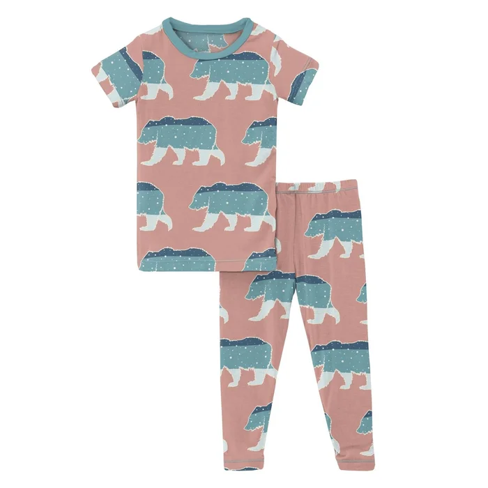 2 Piece Pajama Set (Short Sleeve) – Blush Night Sky Bear