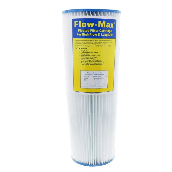 20″ × 4-1/2″ BB Flow-Max Pleated – 50 Mic Filter
