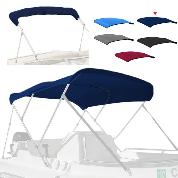4 Bow Marine Grade Fade and Crack Resistant Bimini Top Replacement Cover, Heavy-Duty Waterproof and UV-proof Sun Shade Boat Canopy, Easy Install Zipper Sleeve Boat Awning/Without Frame, Grey