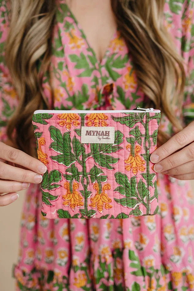 ‘Bubblegum forest’ quilted coin pouch