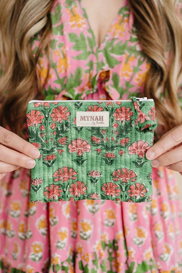 ‘Cactus rose’ quilted coin pouch