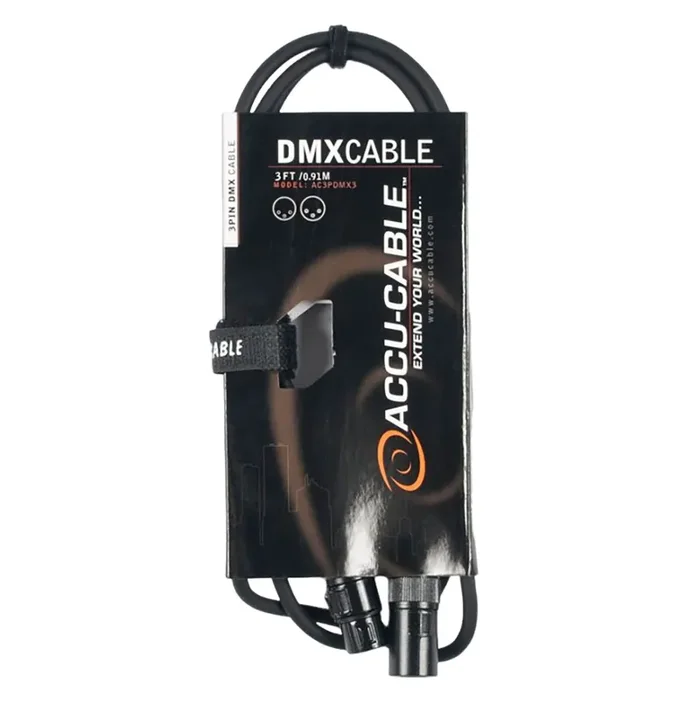 Accu-Cable AC3PDMX, 3-Pin Male To 3-Pin Female Connection DMX Cable