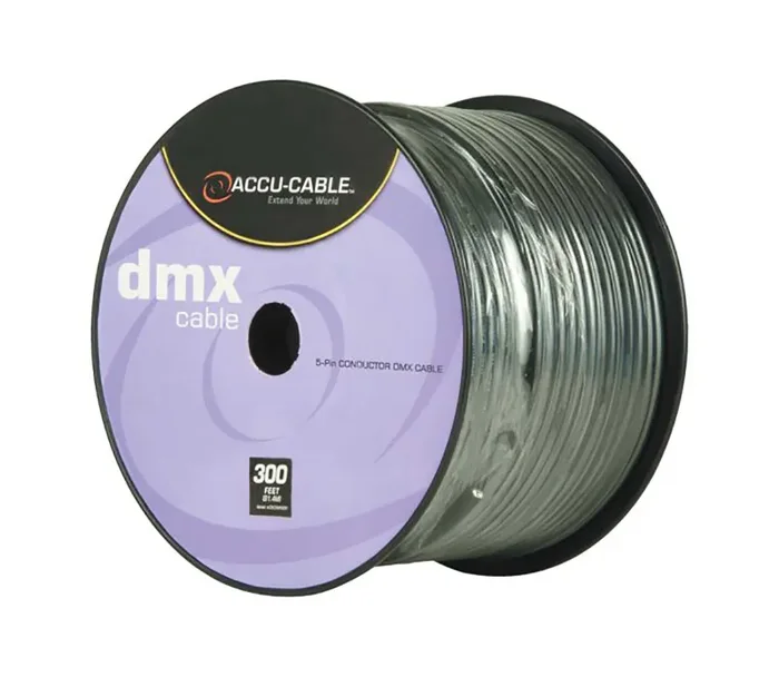 Accu-Cable AC5CDMX300, 5-Pin 22 AWG DMX Cable Spool – 300 Ft