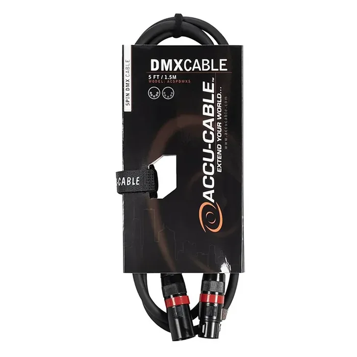 Accu-Cable AC5PDMX5, 5-Pin Male To 5-Pin Female Connection DMX Cable – 5 Ft Supply