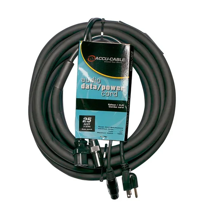 Accu-Cable SKAC25, 16AWG Audio Data XLR and IEC Power Cable – 25 Ft