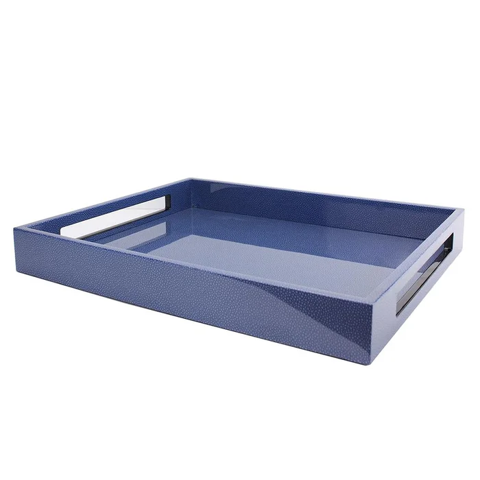 Addison Ross Blue Shagreen Medium Lacquered Tray