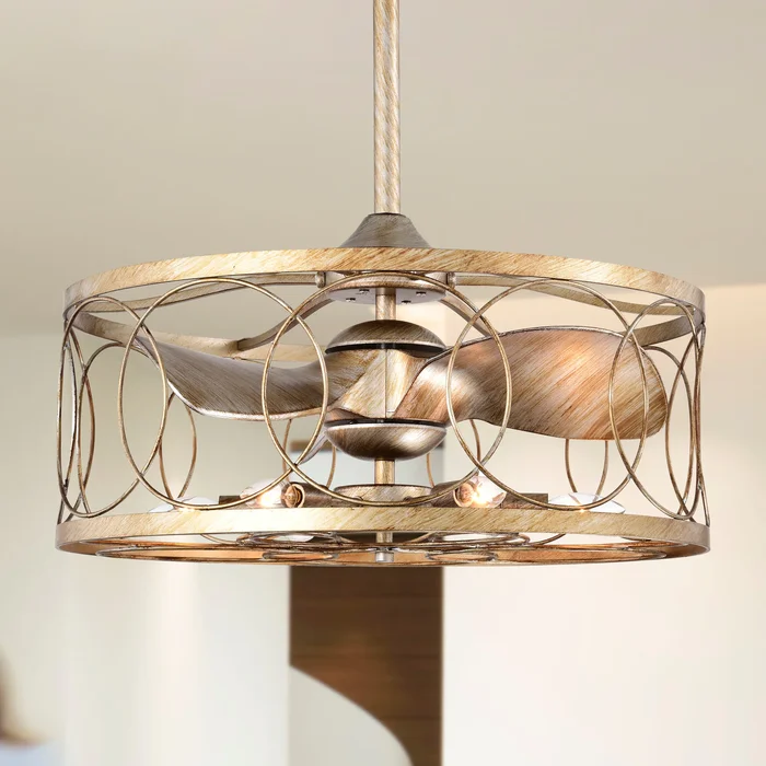 Aglae 25 Inch Antique Silver Finish Modern-Contemporary Style Ceiling Lighted Fandelier with Remote