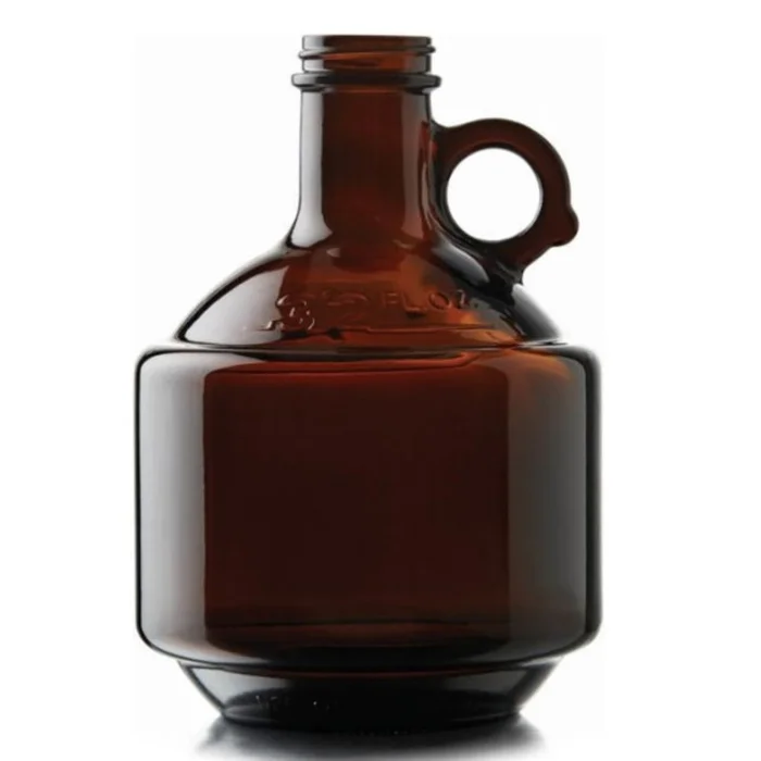 Amber 32oz Glass Beer Growler Round Loop Handle 38/400 finish Without Cap