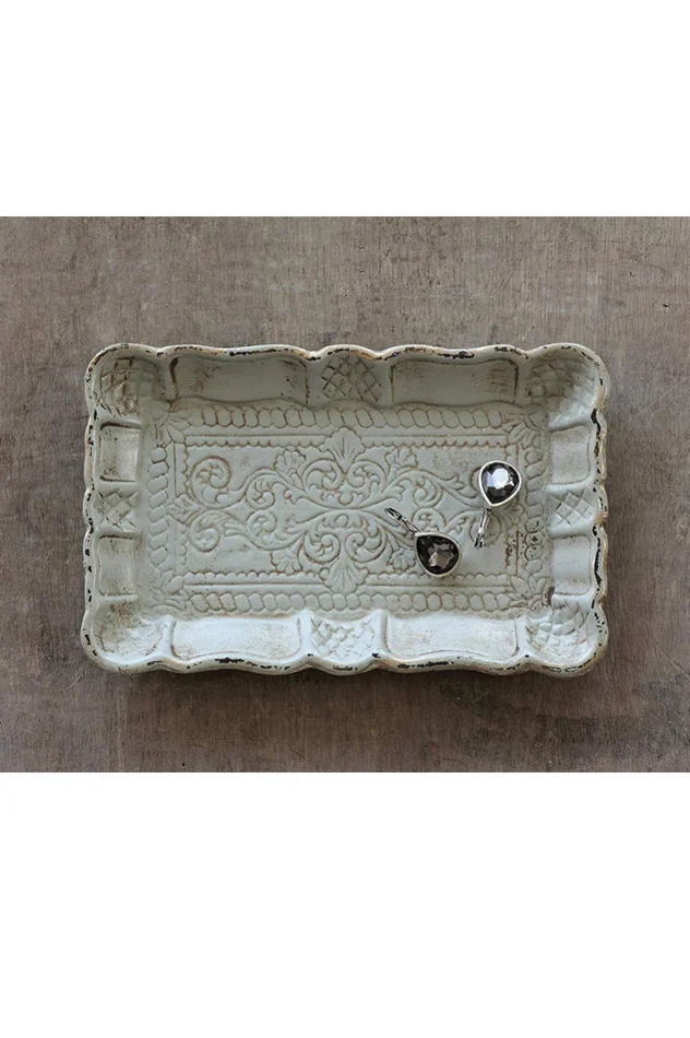 AQUA WOOD TRAY W SCALLOPED EDGE