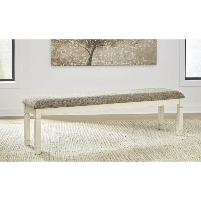 Ashley Furniture Bolanburg Two-Tone Upholstered Dining Room Bench – 65″W x 16″D x 20″H