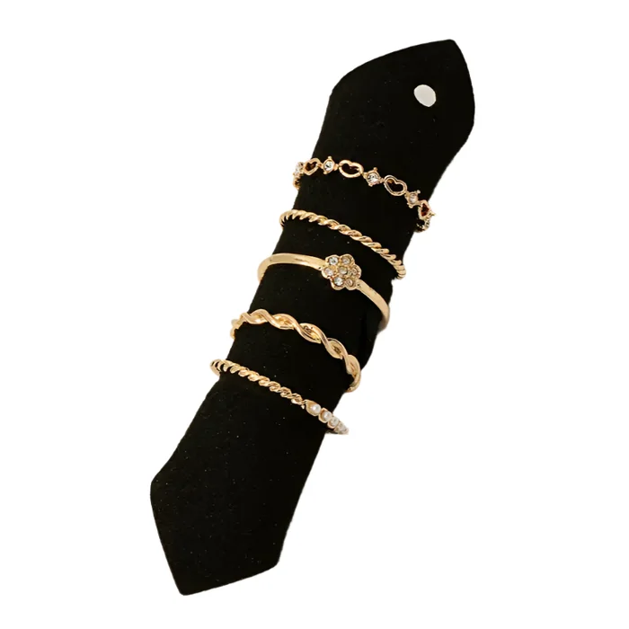 Assorted Dainty Metallic Band Rings Set