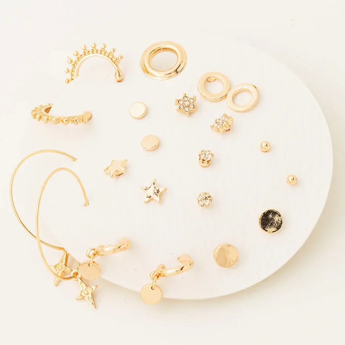 Assorted Mini Star Disc Earrings Set