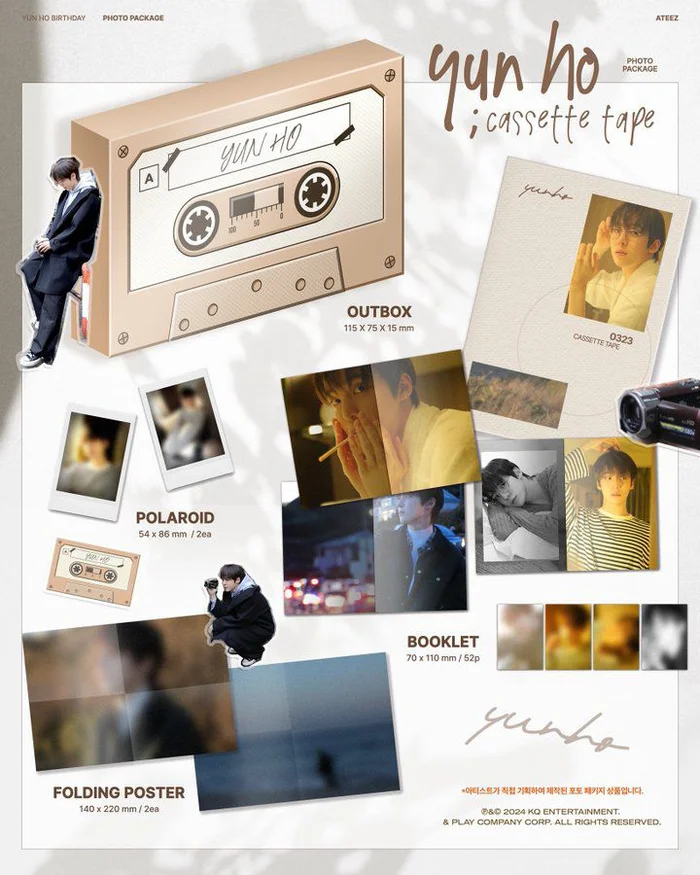 ATEEZ Hbd Yunho Cassette Tape Photo Package