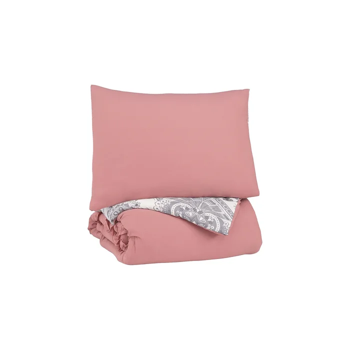 Avaleigh Contemporary Youth Pink/White/Gray Comforter Set