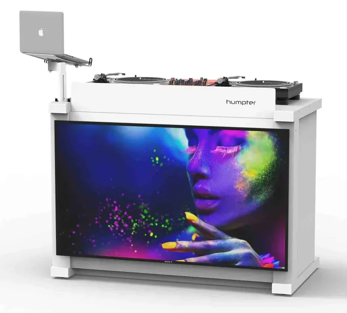 B-Stock Scratch & Dent: Humpter XF-HUMPTERB3 WH, Humpter B3 Quick Folding DJ Controller Turntable CD-J Facade Table Workstation – White