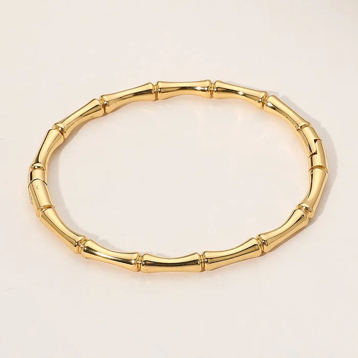Bamboo Hinged Bangle Bracelet: Yellow Gold