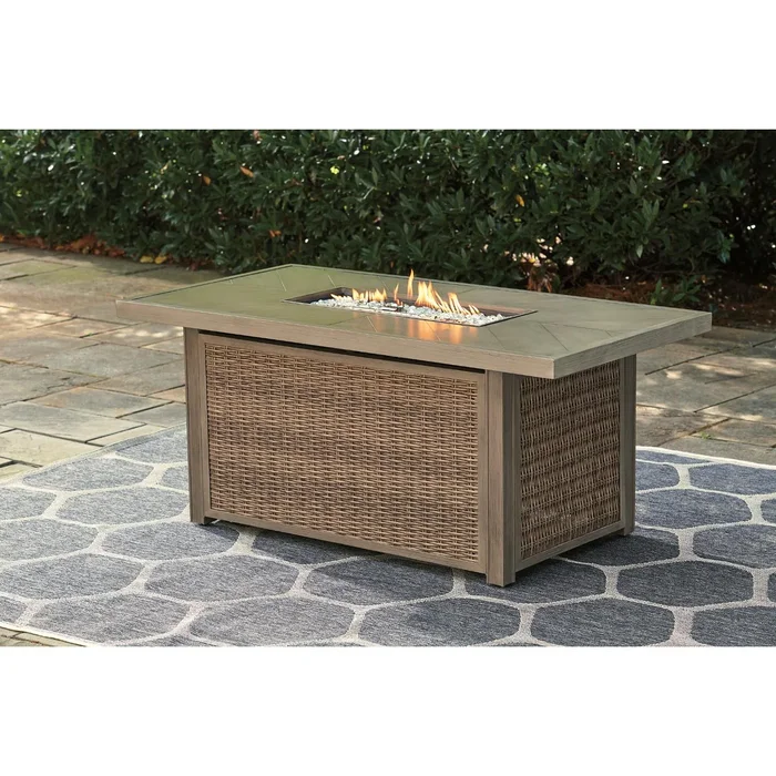 Beachcroft Outdoor Rectangular Fire Pit Table – 58″ W x 30″ D x 25.13″ H