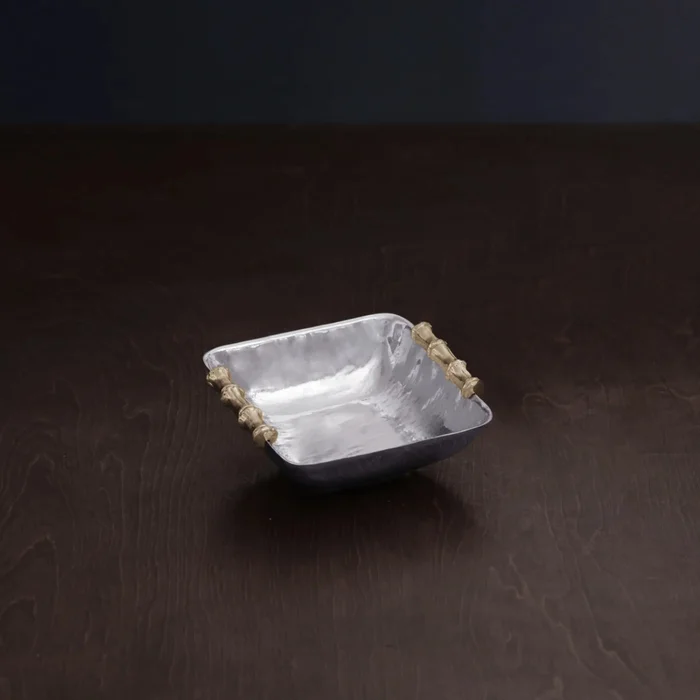 Beatriz Ball Garden Bamboo Square Small Bowl With Gold Handles