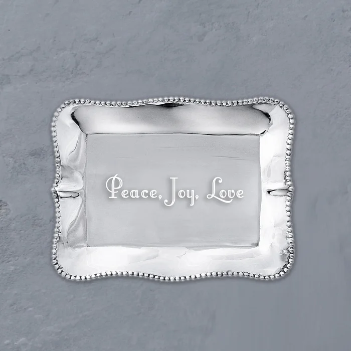 Beatriz Ball Pearl Denisse Small Engraved Tray, Peace, Joy, Love
