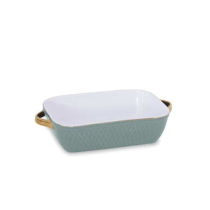 Beatriz Ball Small Rectangular Baker With Gold Handles