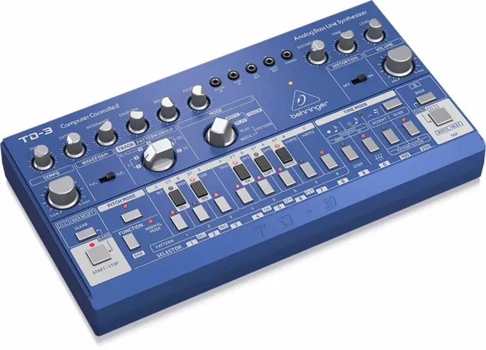 Behringer TD-3-BU Analog Bass Line Synthesizer With VCO, VCF And 16-Step Sequencer – Blue