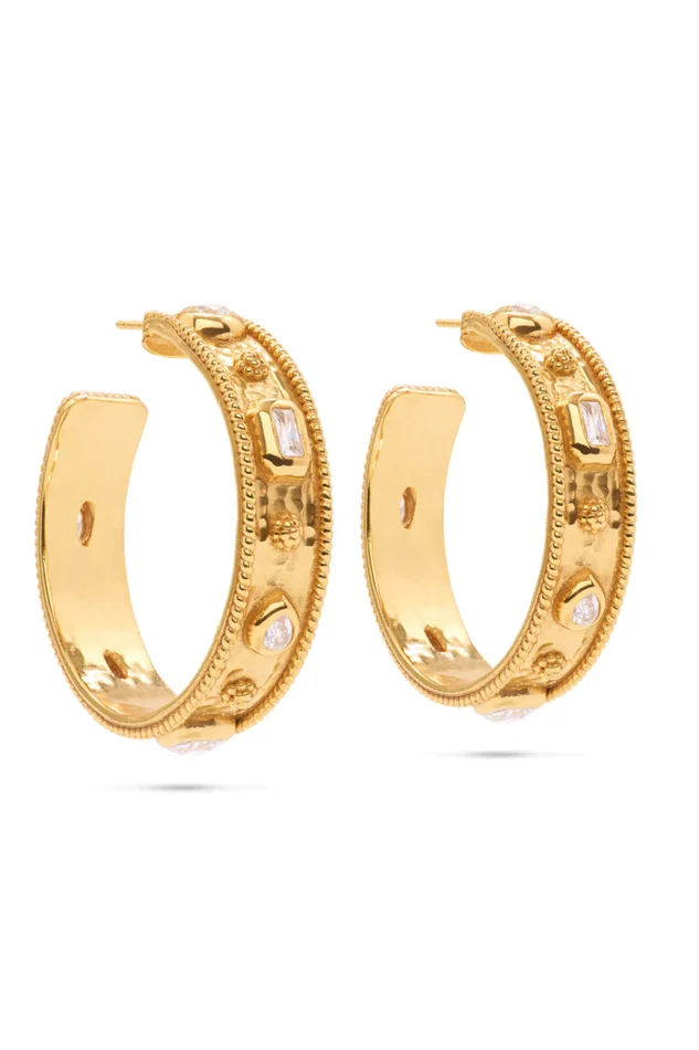 BERRY HOOP EARRINGS/CZ