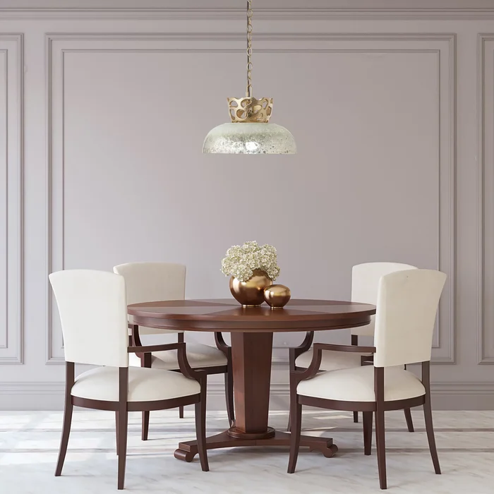 Bethanie River of Goods Dome-Shaped Pendant Lamp with Silver Glass Shade – 13″x 13″x 12/56″