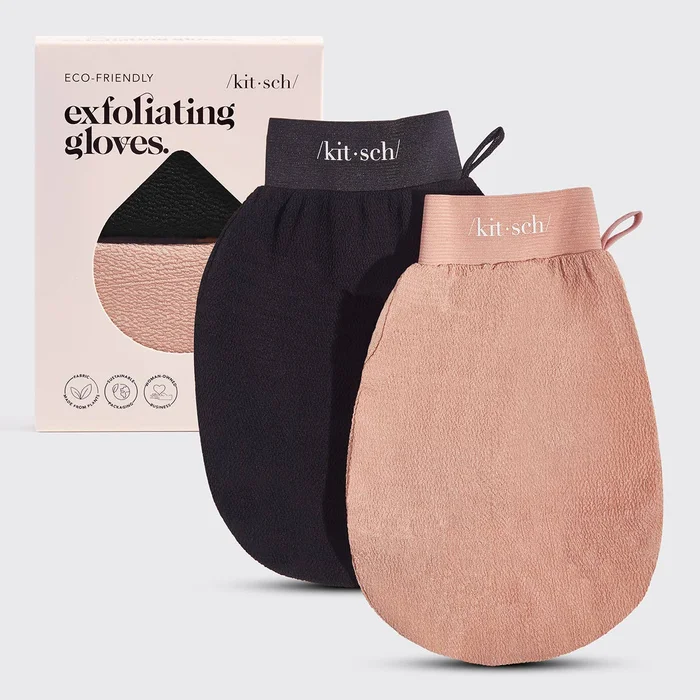 Black & Terracotta Exfoliating Gloves 2pc Set
