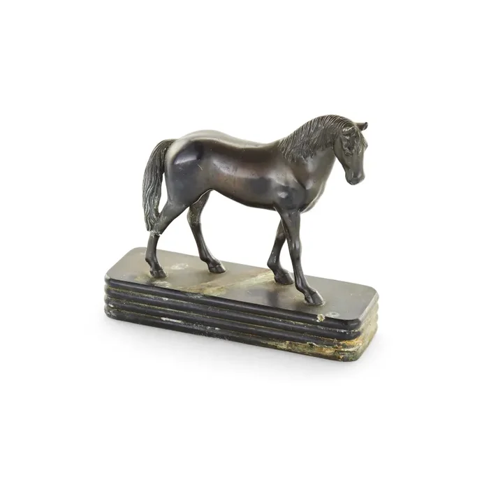 Black Aged Metal Standing Horse Statue