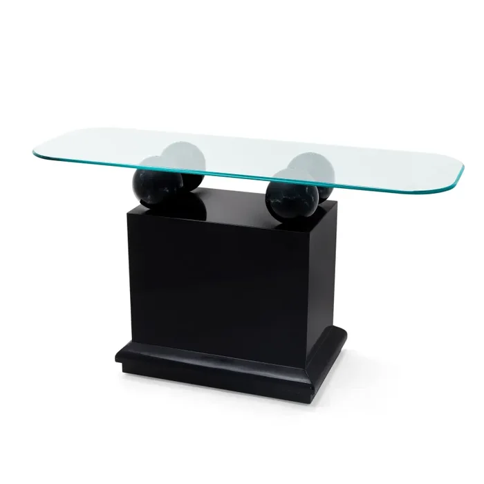 Black & Glass Top Console Table Fashion