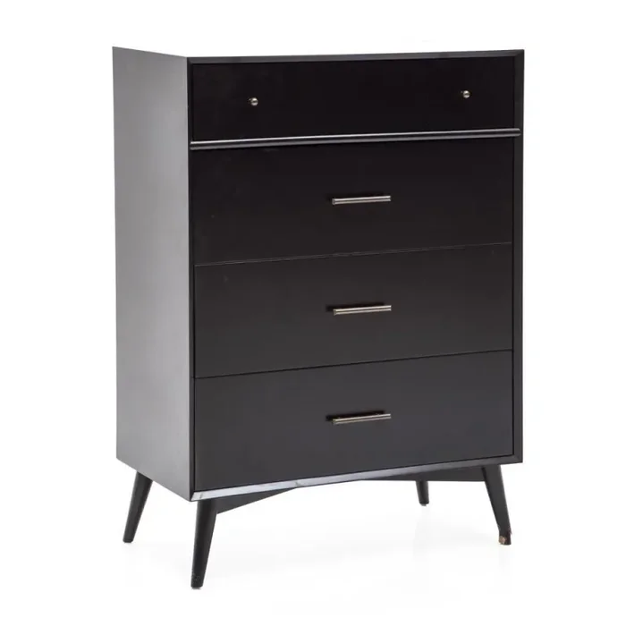 Black Contemporary Four Drawer Tall Dresser Supply