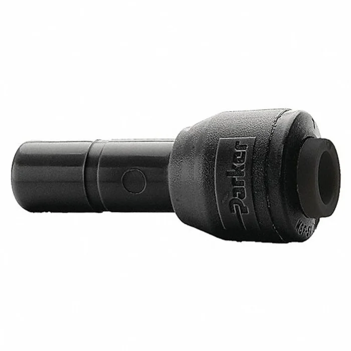 Black Kynar PVDF Stem Connector – 1/4 x 3/8 Stem