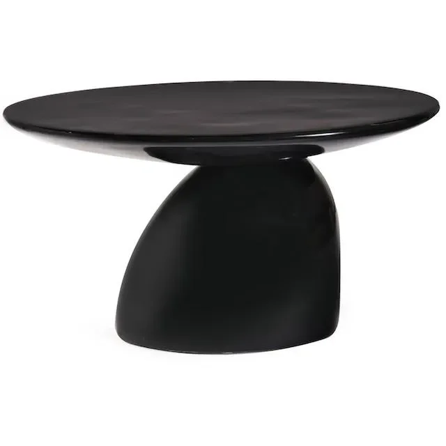 Black Modern Glossy Pebble Side Table Supply