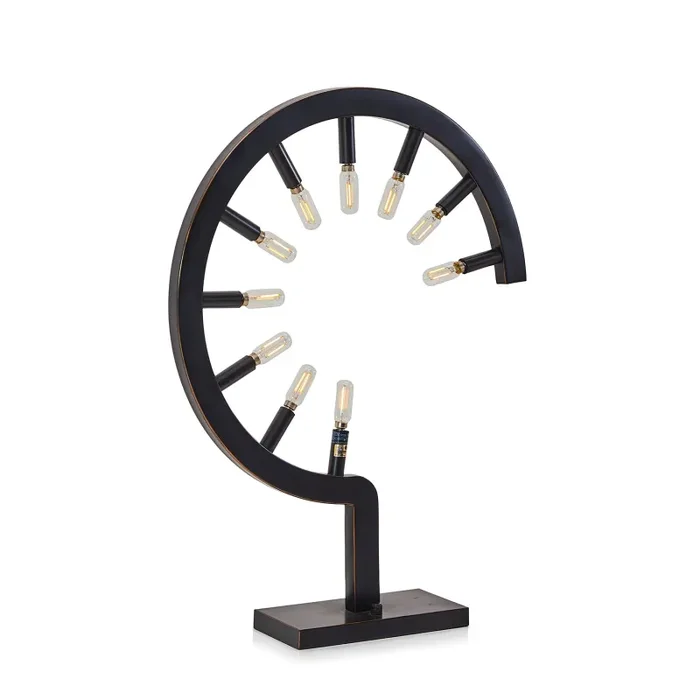 Black Round Spoke Table Lamp Online now