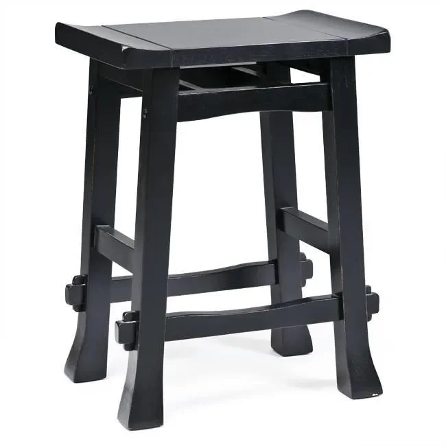 Black Wood Asian Inspired Stool